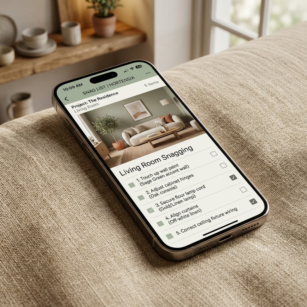 Snag list mockup